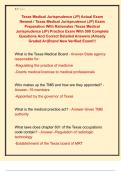 Texas Medical Jurisprudence &lpar;JP&rpar; Actual Exam  Newest &sol; Texas Medical Jurisprudence &lpar;JP&rpar; Exam  Preparation With Rationales &sol;Texas Medical  Jurisprudence &lpar;JP&rpar; Practice Exam With 500 Complete  Questions And Correct Detailed Answers &vert;Already  Graded A&plus;&vert;Brand 
