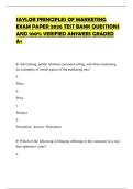 SAYLOR PRINCIPLES OF MARKETING EXAM PAPER 2026 TEST BANK QUESTIONS AND 100&percnt; VERIFIED ANSWERS GRADED A&plus;