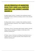 SAYLOR PRINCIPLES OF MARKETING EXAM STUDY GUIDE 2026 COMPLETE QUESTIONS AND CORRECT ANSWERS GRADED A&plus;