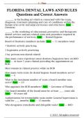 FLORIDA DENTAL LAWS AND RULES  Questions and Correct Answers 