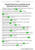 Florida Dental Laws and Rules Exam  Questions and Correct Answers