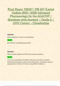 Final Exam&colon; NR567 &sol; NR 567 &lpar;Latest Update 2025 &sol; 2026&rpar; Advanced Pharmacology for the AGACNP &vert; Questions with Answers &vert; Grade A &vert; 100&percnt; Correct &ndash; Chamberlain