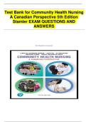 Test Bank for Community Health Nursing A Canadian Perspective 5th Edition Stamler EXAM QUESTIONS AND ANSWERS