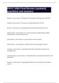 PSYC 1000 Final Review &lpar;updated&rpar; questions and answers