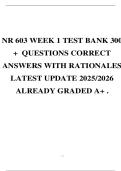 NR 603 WEEK 1 TEST BANK 300 &plus; QUESTIONS CORRECT ANSWERS WITH RATIONALES LATEST UPDATE 2025&sol;2026 ALREADY GRADED A&plus; &period;