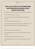 PUE License TEST ALL 400 QUESTIONS AND VERIFIED SOLUTIONS LATEST UPDATE THIS YEAR
