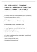 SDC WORLD HISTORY CHALLENGE CERTIFICATION EVALUATION EXAMS 2026 SOLVED QUESTIONS 100&percnt; CORRECT