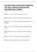 SDI OPEN WATER SCUBA DIVER EXAMINATION TEST 2026 COMPLETE QUESTIONS AND SOLUTIONS 100&percnt; CORRECT