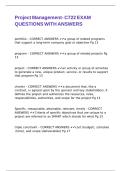 Project Management- C722 EXAM QUESTIONS WITH ANSWERS
