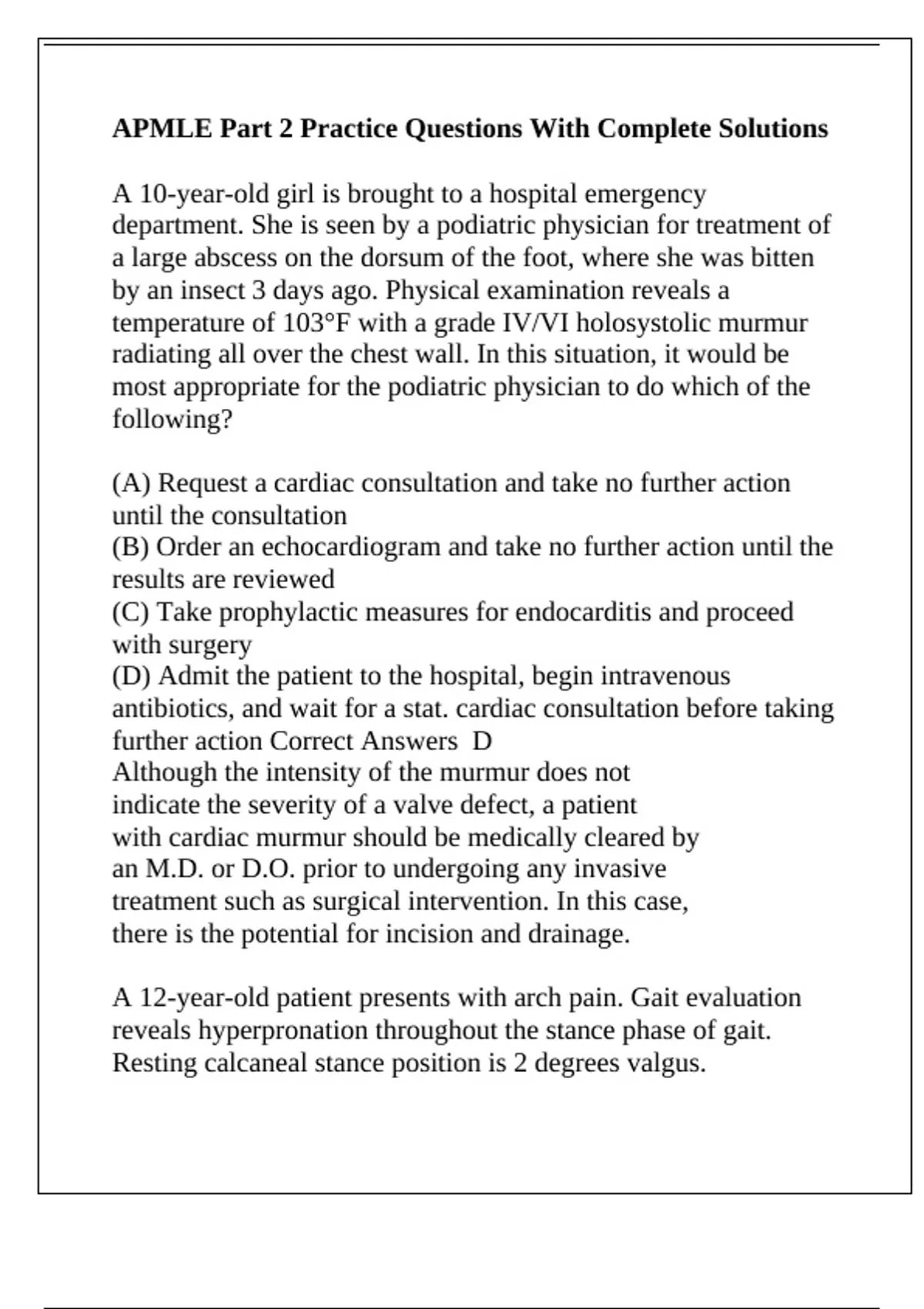 APMLE Part 2 Practice Questions With Complete Solutions. - APMLE ...