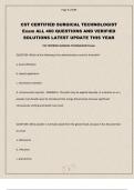 CST CERTIFIED SURGICAL TECHNOLOGIST Exam ALL 400 QUESTIONS AND VERIFIED SOLUTIONS LATEST UPDATE THIS YEAR
