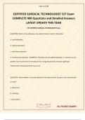 CERTIFIED SURGICAL TECHNOLOGIST CST Exam COMPLETE 400 Questions and Detailed Answers LATEST UPDATE THIS YEAR