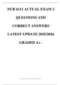 NUR 6111 ACTUAL EXAM 3 QUESTIONS AND CORRECT ANSWERS LATEST UPDATE 2025&sol;2026 GRADED A&plus; &period;