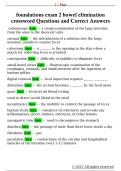 foundations exam 2 bowel elimination  crossword Questions and Correct Answers 