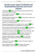 Georgia Access Agent Certification and  Responsibilities Questions and Correct  Answers