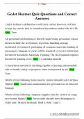 GoJet Hazmat Quiz Questions and Correct  Answers