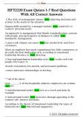 HFT2220 Exam Quizes 1-7 Real Questions  With All Correct Answer