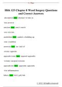 Hlth 125 Chapter 8 Word Surgery Questions  and Correct Answers