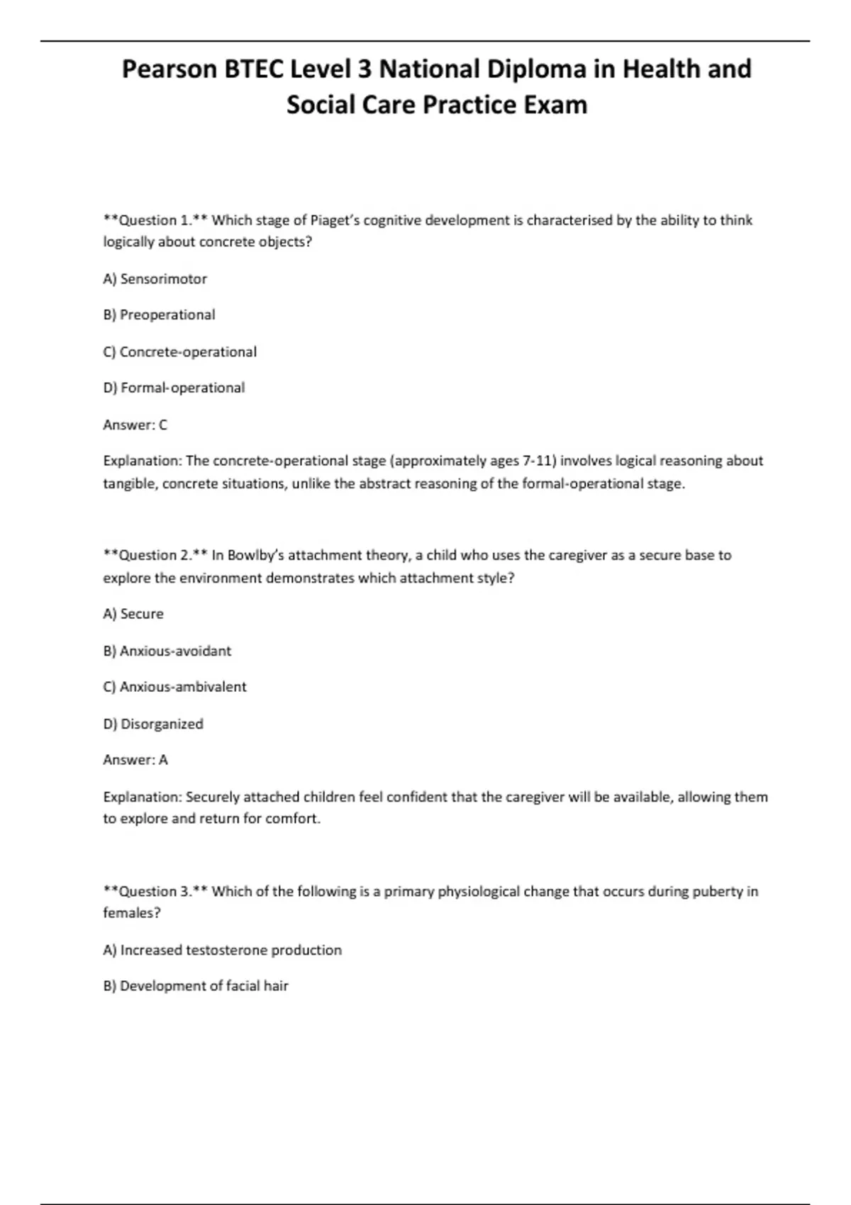 Pearson BTEC Level 3 National Diploma in Health and Social Care ...