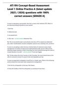 ATI RN Concept-Based Assessment Level 1 Online Practice A  &lpar;Latest Update 2025 &sol; 2026&rpar; Questions with 100&percnt; Correct Verified Answers &lbrack; Grade A&rsqb;- Chamberlain