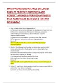 OHIO PHARMACOVIGILANCE SPECIALIST  EXAM M PRACTICE QUESTIONS AND  CORRECT ANSWERS &lpar;VERIFIED ANSWERS&rpar;  PLUS RATIONALES 2026 Q&A &vert; INSTANT  DOWNLOAD