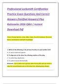 Professional Locksmith Certification  Practice Exam Questions And Correct  Answers &lpar;Verified Answers&rpar; Plus  Rationales 2026 Q&A &vert; Instant  Download Pdf 