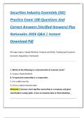 Securities Industry Essentials &lpar;SIE&rpar;  Practice Exam 100 Questions And  Correct Answers &lpar;Verified Answers&rpar; Plus  Rationales 2026 Q&A &vert; Instant  Download Pdf 