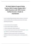 RN Adult Medical Surgical Online Practice 2025 B &lpar;Latest Update 2025 &sol; 2026&rpar; Questions with 100&percnt; Correct Verified Answers &lbrack; Grade A&rsqb;- Chamberlain