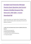 ServSafe Food Protection Manager  Practice Exam Questions And Correct  Answers &lpar;Verified Answers&rpar; Plus  Rationales 2026 Q&A &vert; Instant  Download Pdf