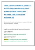 SHRM Certified Professional &lpar;SHRM-CP&rpar;  Practice Exam Questions And Correct  Answers &lpar;Verified Answers&rpar; Plus  Rationales 2026 Q&A &vert; Instant  Download Pdf
