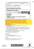 Actual 2025 Pearson Edexcel GCE In Turkish 9TU0&sol;02 Translation into Turkish and written response to works Merged Question Paper and Mark Scheme