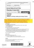 Actual 2025 Pearson Edexcel Pearson Edexcel GCE In Turkish 9TU0&sol;03 Listening&comma; reading and writing in Turkish Merged Question Paper and Mark Scheme
