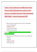 Tower Crane Operator Certification Exam  Practice &lpar;NCCCO&rpar; Questions And Correct  Answers &lpar;Verified Answers&rpar; Plus Rationales  2026 Q&A &vert; Instant Download Pdf 