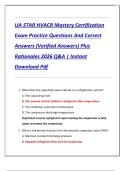 UA STAR HVACR Mastery Certification  Exam Practice Questions And Correct  Answers &lpar;Verified Answers&rpar; Plus  Rationales 2026 Q&A &vert; Instant  Download Pdf 