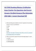 UA STAR Plumbing Mastery Certification  Exam Practice Test Questions And Correct  Answers &lpar;Verified Answers&rpar; Plus Rationales  2026 Q&A &vert; Instant Download Pdf 