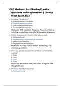 CNC Machinist Certification Practice  Questions with Explanations &vert; Docsity Mock Exam 2025 
