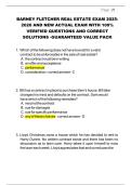 BARNEY FLETCHER REAL ESTATE EXAM 2025-2026 AND NEW ACTUAL EXAM WITH 100- VERIFIED QUESTIONS AND CORRECT SOLUTIONS -GUARANTEED VALUE PACK 