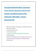 Georgia Residential-Basic Contractor  Exam Practice Questions And Correct  Answers &lpar;Verified Answers&rpar; Plus  Rationales 2026 Q&A &vert; Instant  Download Pdf