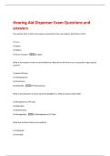 Hearing Aid Dispenser Exam Questions and  answers 