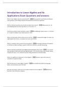 Introduction to Linear Algebra and Its  Applications Exam Questions and answers 