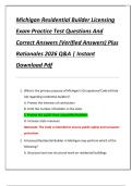 Michigan Residential Builder Licensing  Exam Practice Test Questions And  Correct Answers &lpar;Verified Answers&rpar; Plus  Rationales 2026 Q&A &vert; Instant  Download Pdf