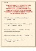 FIRE APPARATUS ENGINEER &lpar;FAE&rpar;  FINAL EXAM 2025&sol;2026 BANK  CURRENTLY TESTING COMPLETE  EXAM QUESTIONS WITH DETAILED  VERIFIED ANSWERS EXPERT VERIFIED  &sol;ALREADY GRADED A&plus;