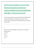 North Carolina Building Contractor Exam  Practice Test Questions And Correct  Answers &lpar;Verified Answers&rpar; Plus Rationales  2026 Q&A &vert; Instant Download Pdf