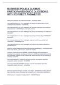 BUSINESS POLICY GLOBUS PARTICIPANTS GUIDE QUESTIONS WITH CORRECT ANSWERS&excl;&excl;