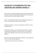 SOCIOLOGY 111 EXAMINATION TEST 2026 QUESTIONS AND ANSWERS GRADED A&plus;