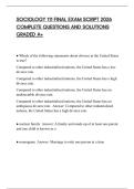 SOCIOLOGY 111 FINAL EXAM SCRIPT 2026 COMPLETE QUESTIONS AND SOLUTIONS GRADED A&plus;