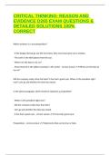 CRITICAL THINKING- REASON AND EVIDENCE D265 EXAM QUESTIONS & DETAILED SOLUTIONS 100&percnt; CORRECT