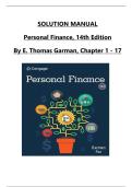 SOLUTION MANUAL for Personal Finance&comma; 14th Edition By E&period; Thomas Garman&comma; Chapter 1 - 17 Complete