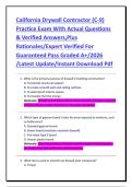 California Drywall Contractor &lpar;C-9&rpar; Practice Exam With Actual Questions & Verified Answers&comma;Plus Rationales&sol;Expert Verified For Guaranteed Pass Graded A&plus;&sol;2026 &sol;Latest Update&sol;Instant Download Pdf