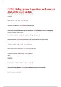 GCSE biology paper 1 questions and answers  2025/2026 latest update